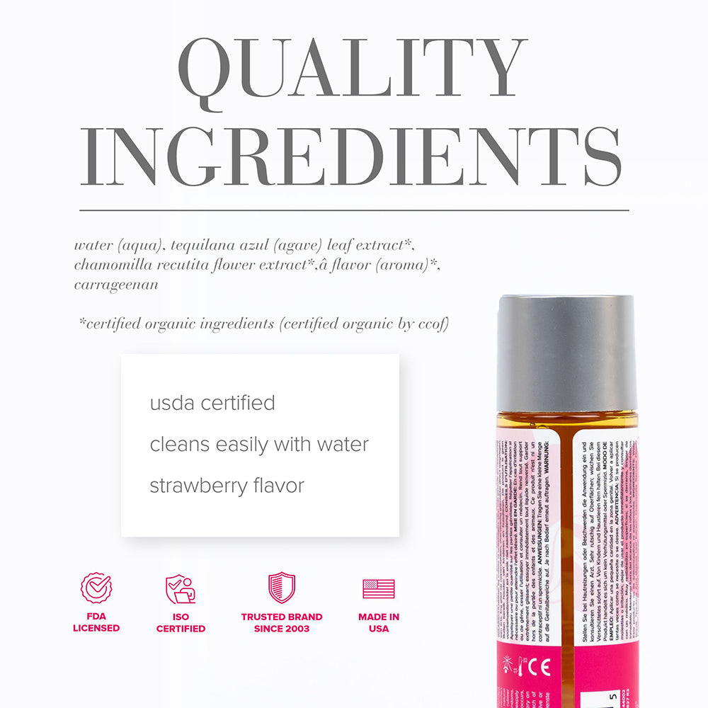 JO NaturaLove Organic Strawberry Fields Flavored Water-Based Lubricant 4 oz.