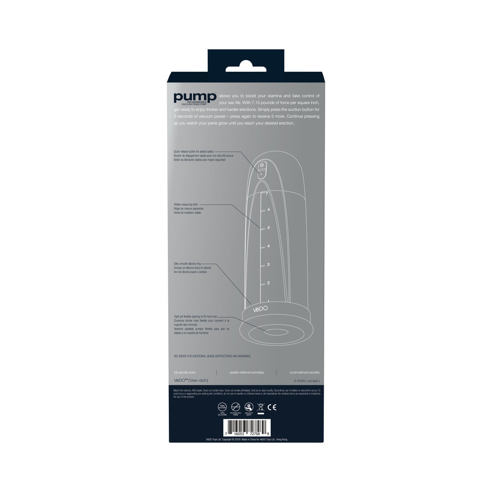 Pump Rechargeable Vacuum Penis Pump Black - Fantasies Boutique