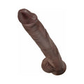King Cock 14 in. Cock With Balls Realistic Suction Cup Dildo Brown - Fantasies Boutique