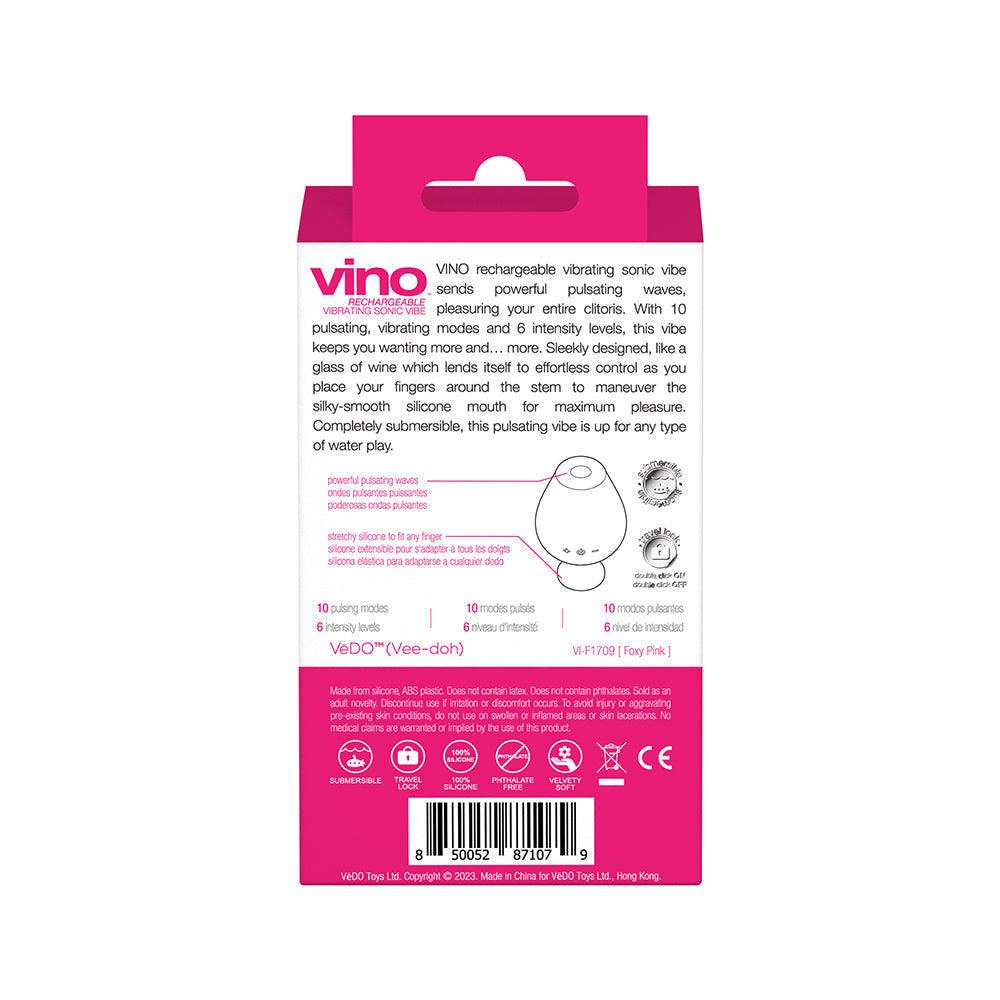 VeDO Vino Rechargeable Vibrating Sonic Vibe Pink - Fantasies Boutique