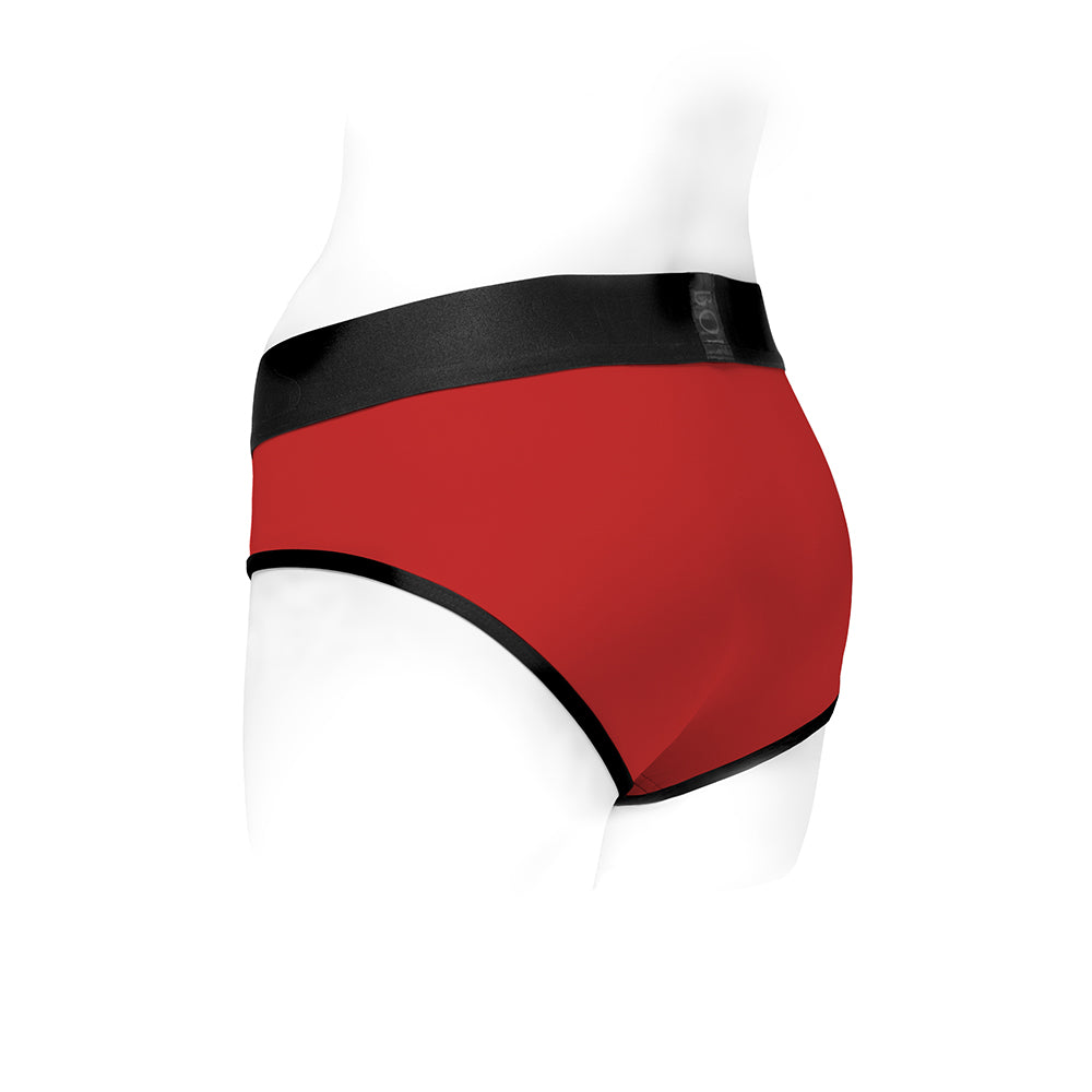 SpareParts Tomboi Nylon Briefs Harness Red/Black Size XL - Fantasies Boutique