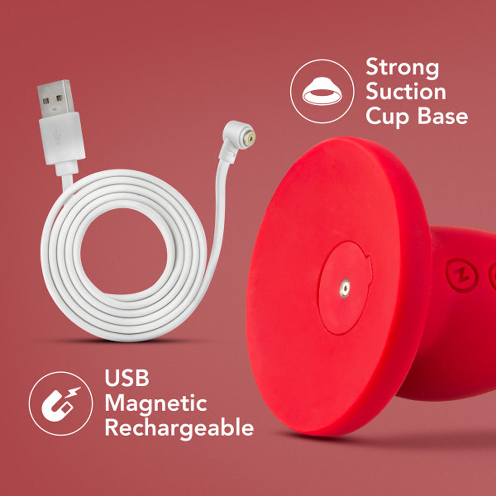 Impressions Las Vegas Rechargeable Silicone 8.25 in. Vibrating Dildo Crimson - Fantasies Boutique
