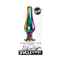 Evolved Rainbow Metal Anal Plug With Rainbow Gemstone Base Large - Fantasies Boutique