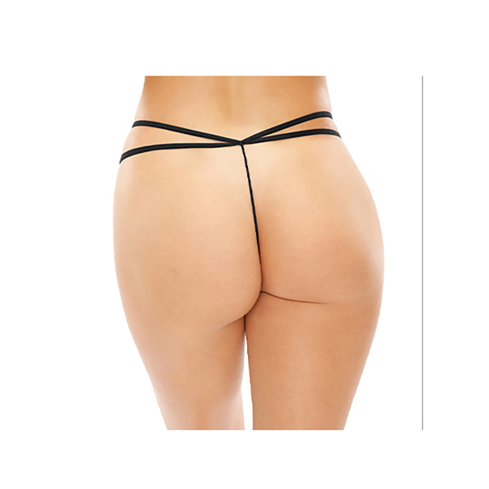 Fantasy Lingerie Zinnia Sequin Butterfly Strappy Pearl G-String Black L/XL - Fantasies Boutique