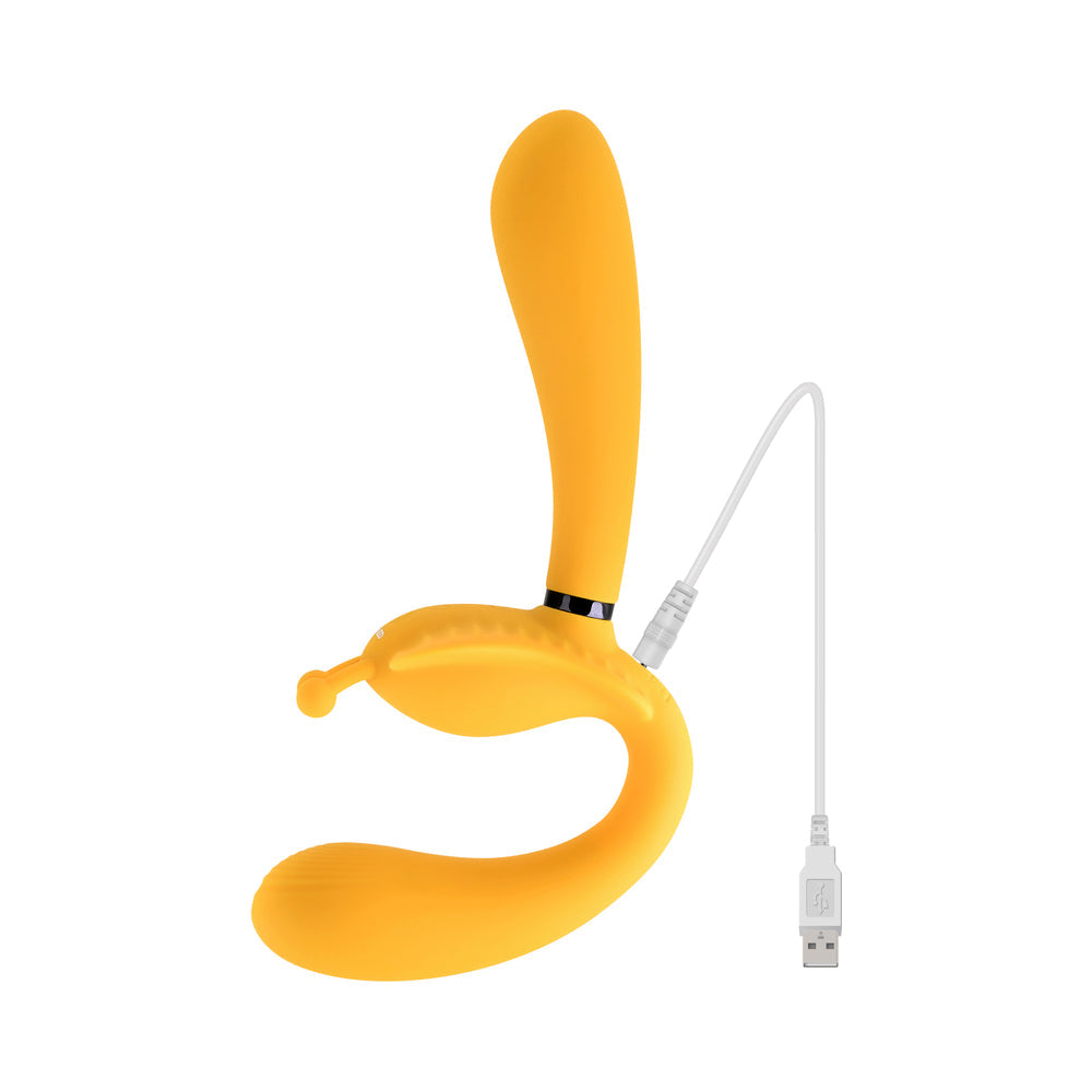 Evolved Monarch Rechargeable Silicone Multifunction Vibrating Strapless Strap-On Yellow - Fantasies Boutique