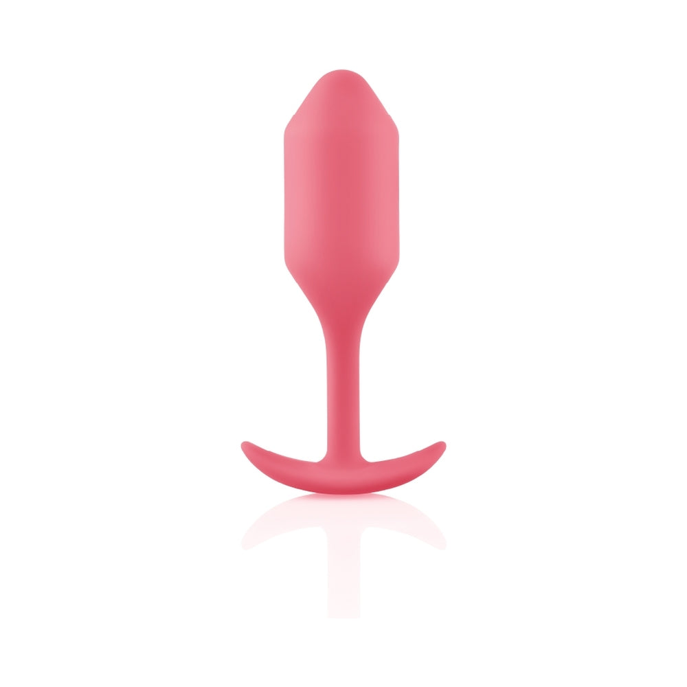 b-Vibe Snug Plug 2 Weighted Silicone Anal Plug Coral - Fantasies Boutique