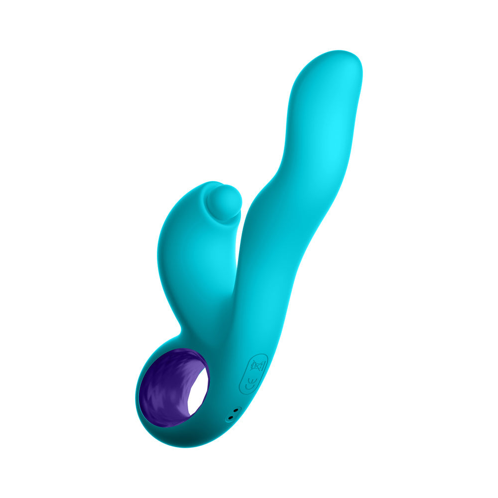 FemmeFunn Klio Rechargeable Silicone Triple Action Thumping Rabbit Vibrator Turquoise - Fantasies Boutique