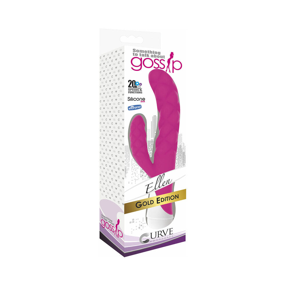 Curve Toys Gossip Ellen Waterproof Textured Silicone Flexible Dual Stimulation Vibrator Magenta - Fantasies Boutique