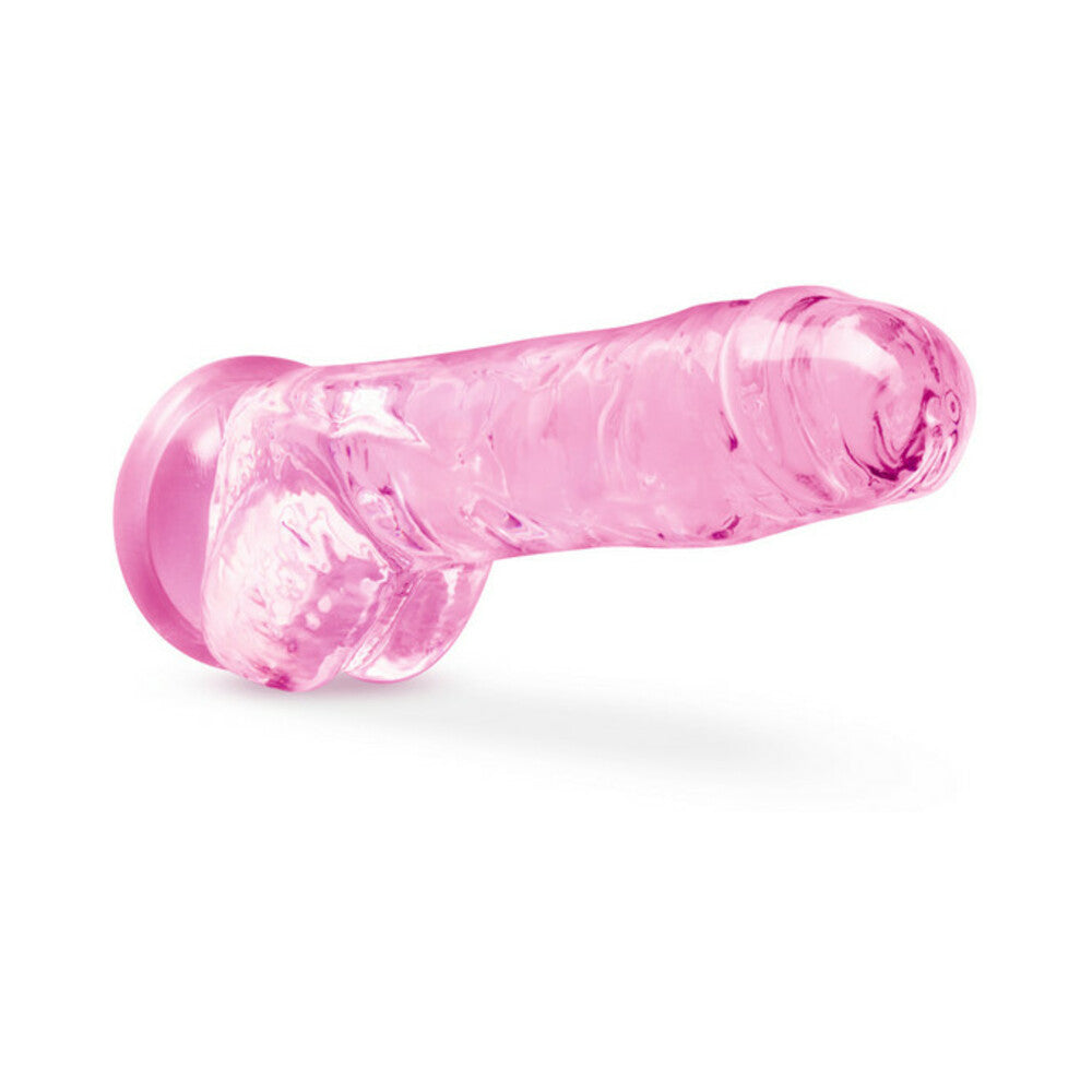 Naturally Yours Crystalline 8 in. Dildo with Balls Rose - Fantasies Boutique