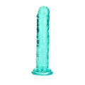 RealRock Crystal Clear Straight 6 in. Dildo Without Balls Turquoise - Fantasies Boutique