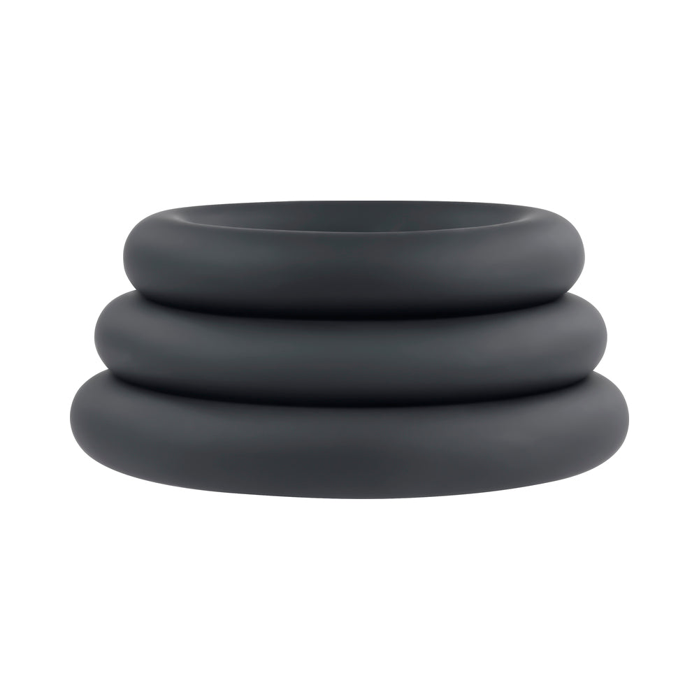 Selopa 3 Ring Circus Cock Ring Set Silicone Black - Fantasies Boutique