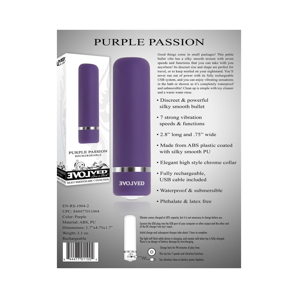 Evolved Purple Passion Rechargeable Petite Bullet Vibrator - Fantasies Boutique