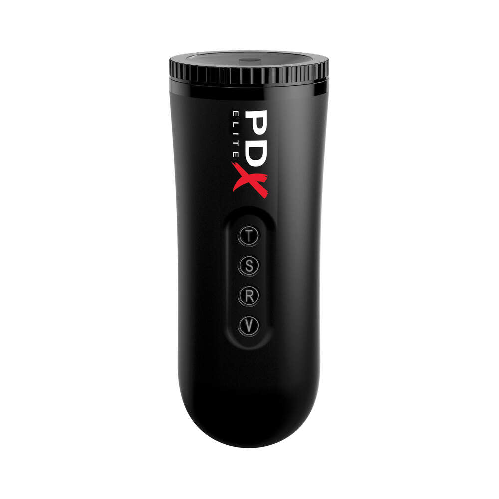 PDX Elite Moto Blower Rechargeable Thrusting Vibrating Suction Masturbator Clear/Black - Fantasies Boutique