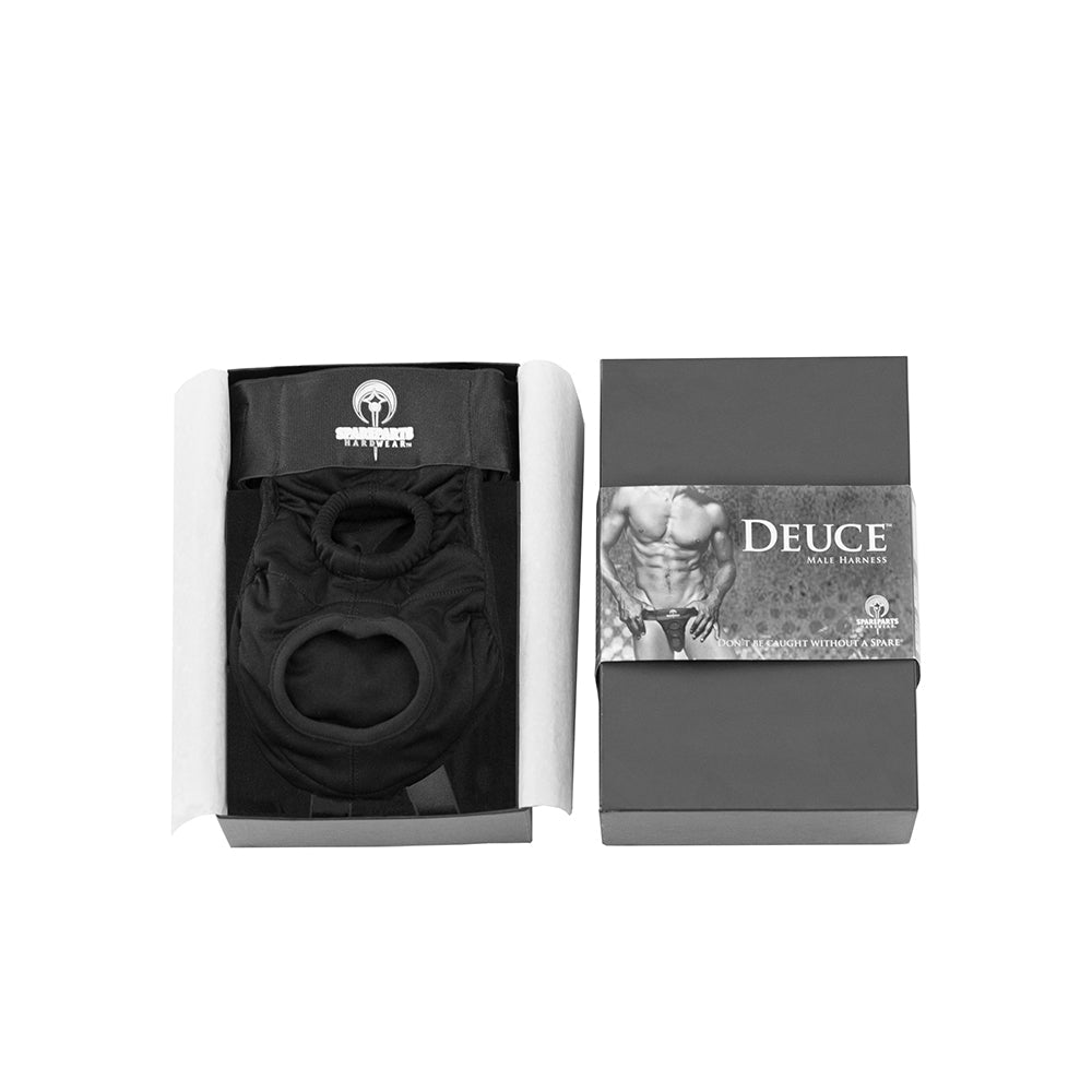 SpareParts Deuce Double Strap Harness Black Size B Regular - Fantasies Boutique