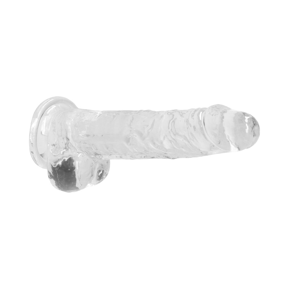 RealRock Crystal Clear Realistic 8 in. Dildo With Balls and Suction Cup Clear - Fantasies Boutique