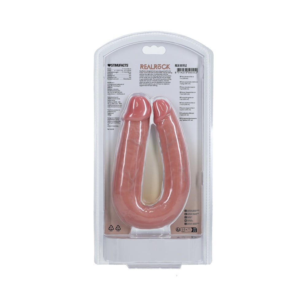 RealRock 7 in. U-Shaped Double Dildo Beige - Fantasies Boutique