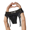 Ouch! Vibrating Strap-on Thong with Adjustable Garters Black XL/2XL - Fantasies Boutique