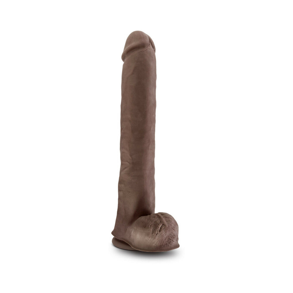 Au Naturel Daddy 14 in. Posable Dual Density Dildo with Balls Brown - Fantasies Boutique