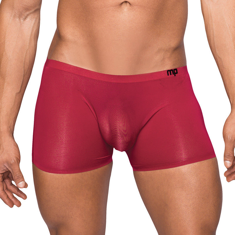 Male Power Seamless Sleek Sleek Short w/sheer pouch Wine Small - Fantasies Boutique