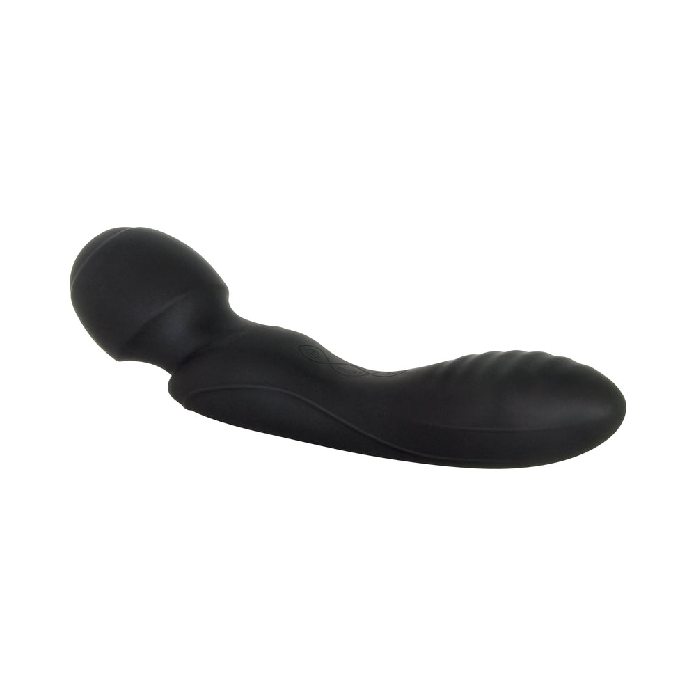 Evolved Wanderlust Rechargeable Dual-Ended Silicone Wand Vibrator Black - Fantasies Boutique