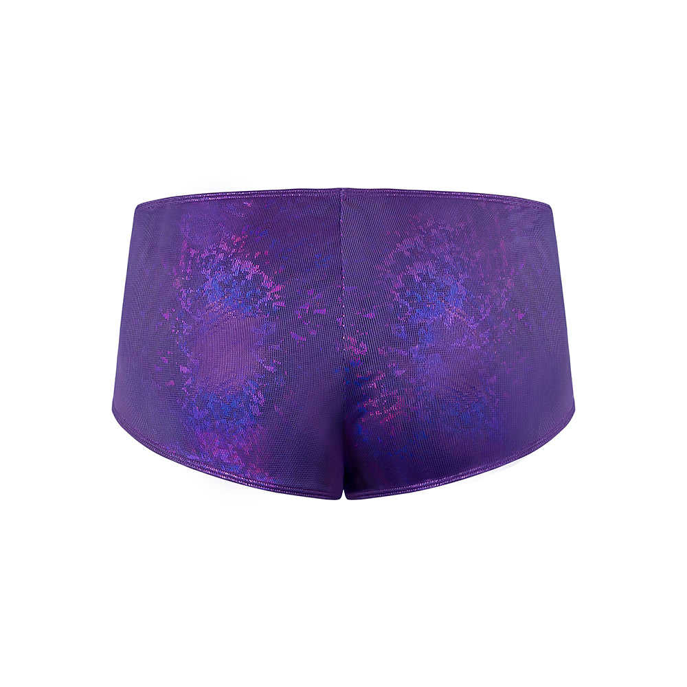Magic Silk Glimmer Mini Boy Short Purple Disco Queen Size