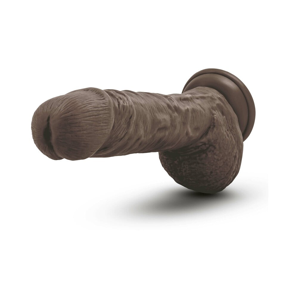 Au Naturel Big Billy 9 in. Posable Dual Density Dildo with Balls Brown - Fantasies Boutique