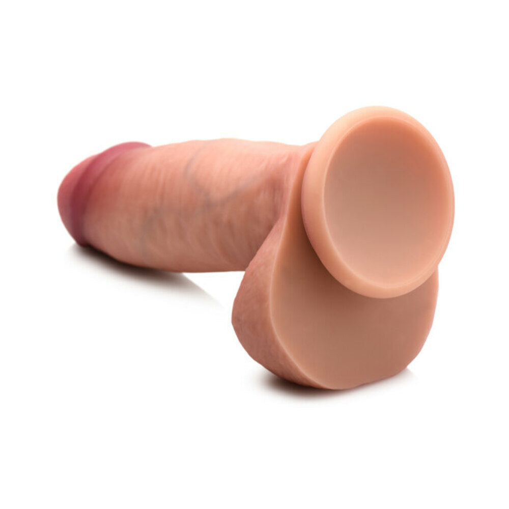 Curve Toys Jock Dual Density 7 in. Silicone Dildo with Balls & Suction Cup Light - Fantasies Boutique