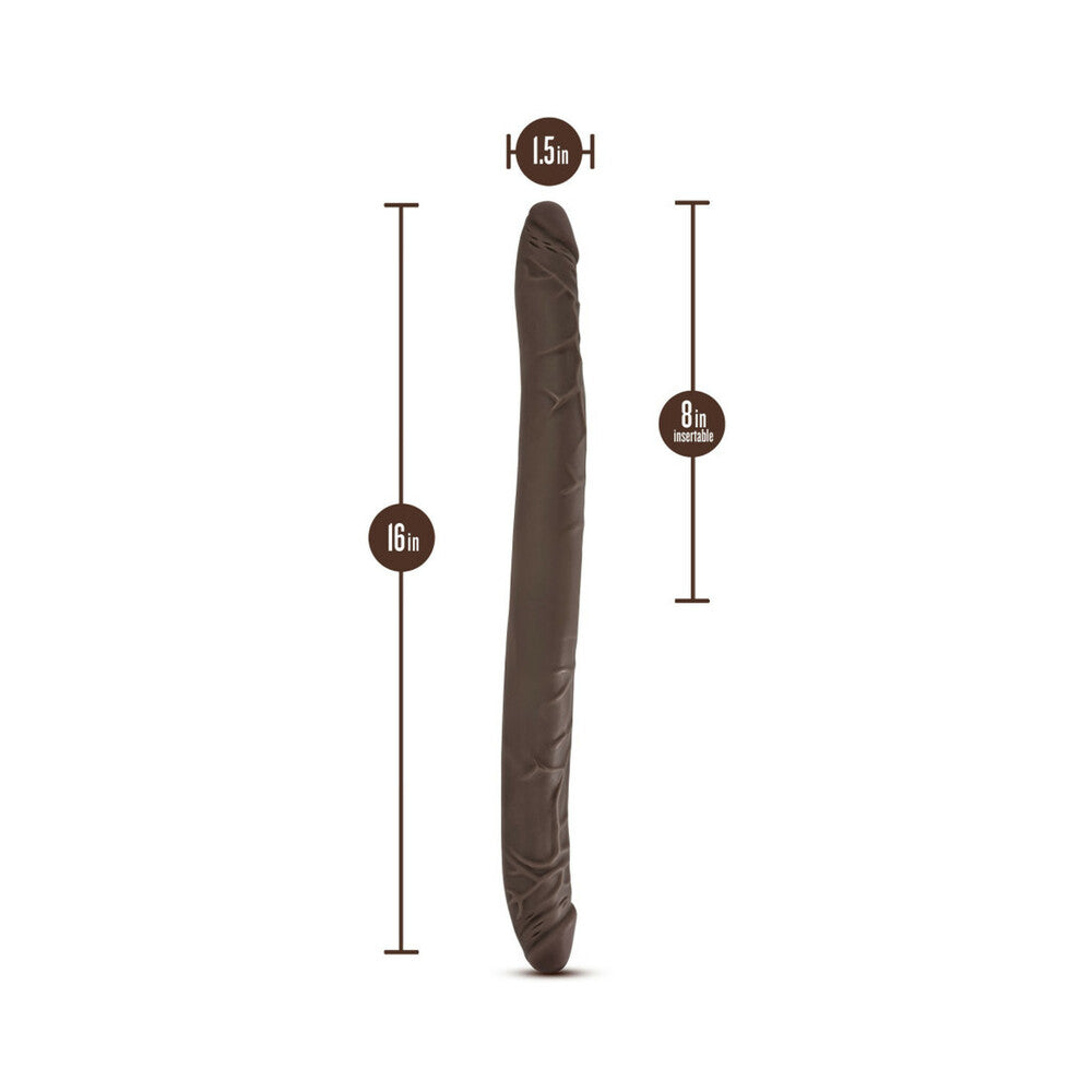 Blush Dr. Skin 16 in. Double Dildo Brown - Fantasies Boutique