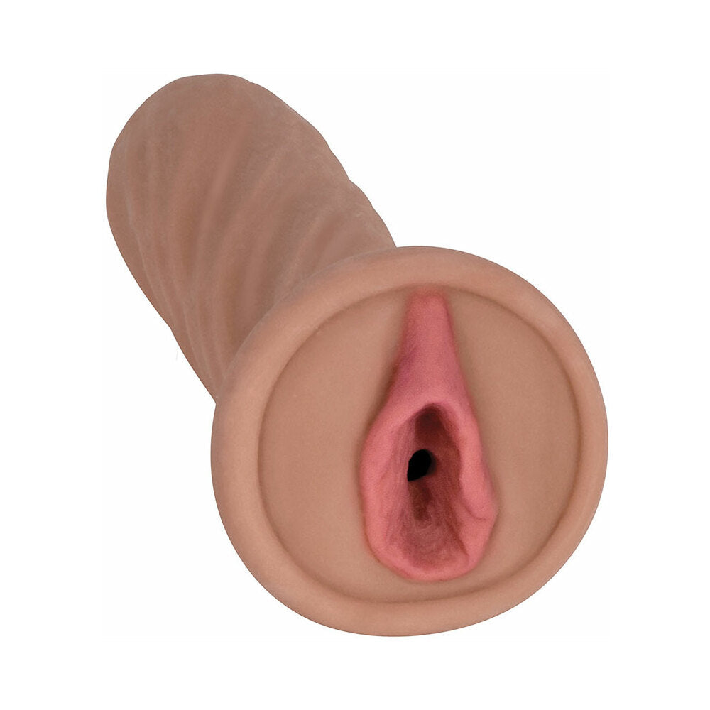 Curve Toys Mistress Perfect Pussy Brianna Vibrating Stroker with Simulated Pubic Bone Tan - Fantasies Boutique