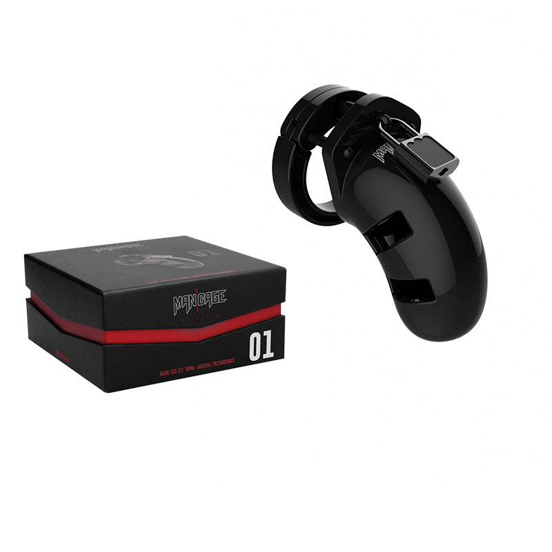 Shots ManCage Model 01 Adjustable 3.5 in. Chastity Cock Cage Black - Fantasies Boutique