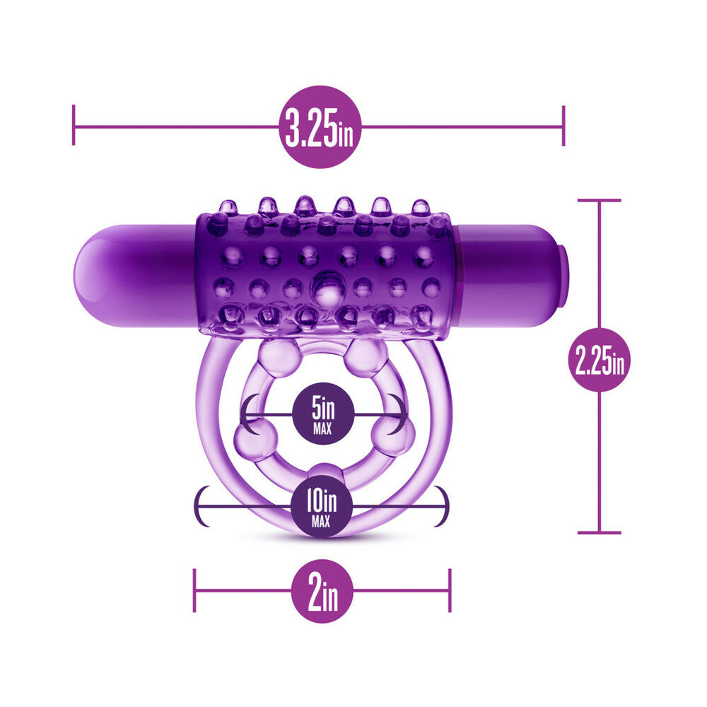 Play with Me The Player Vibrating Double Strap Cockring Purple - Fantasies Boutique