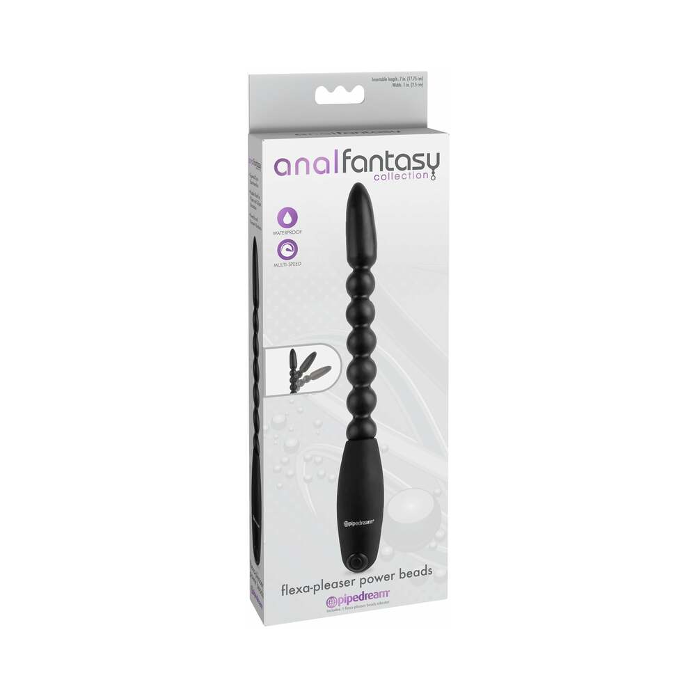 Pipedream Anal Fantasy Collection Vibrating Bendable Flexa-Pleaser Power Beads Black - Fantasies Boutique