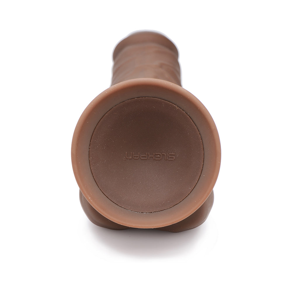 Curve Toys FLESHSTIXXX Rechargeable 8 in. Posable Vibrating Dildo with Balls & Suction Cup Brown - Fantasies Boutique