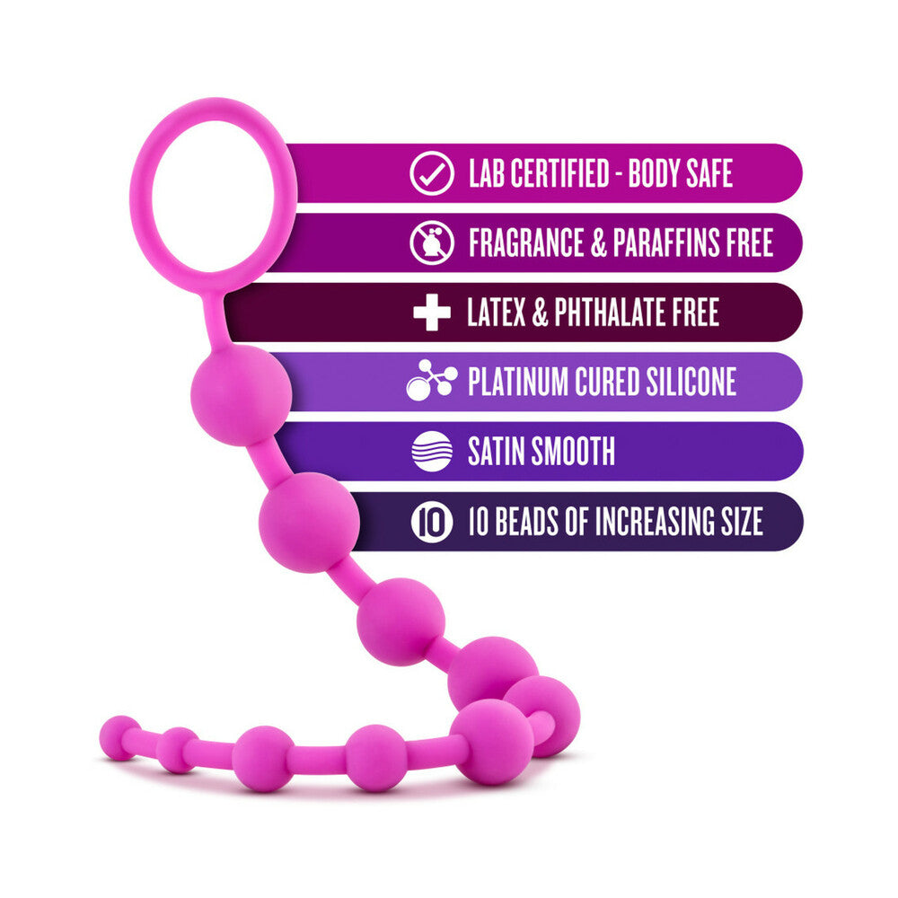 Blush Luxe Silicone 10 Beads for Anal Play Pink - Fantasies Boutique