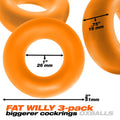 Oxballs Fat Willy 3-Pack Jumbo Cockrings Orange