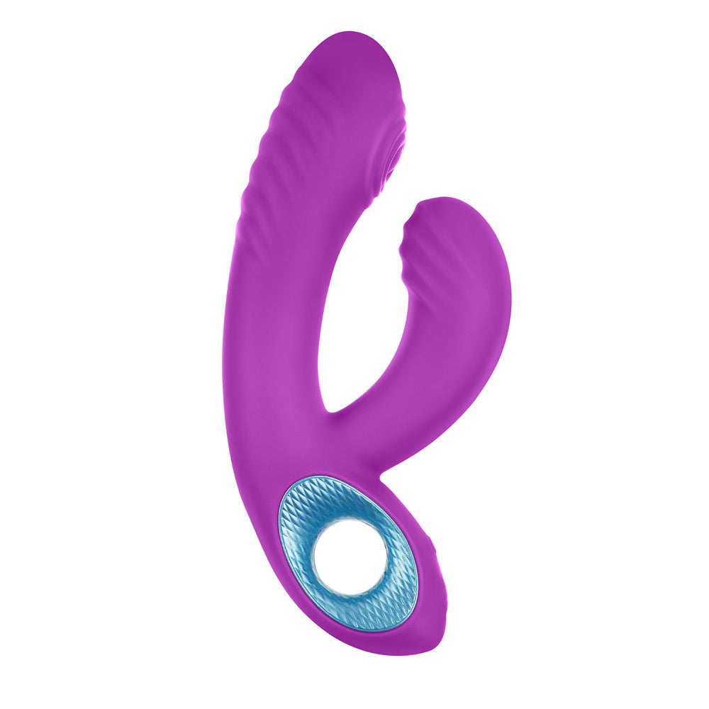 FemmeFunn Cora Rechargeable Silicone Thumping Dual Stimulation Vibrator Purple - Fantasies Boutique