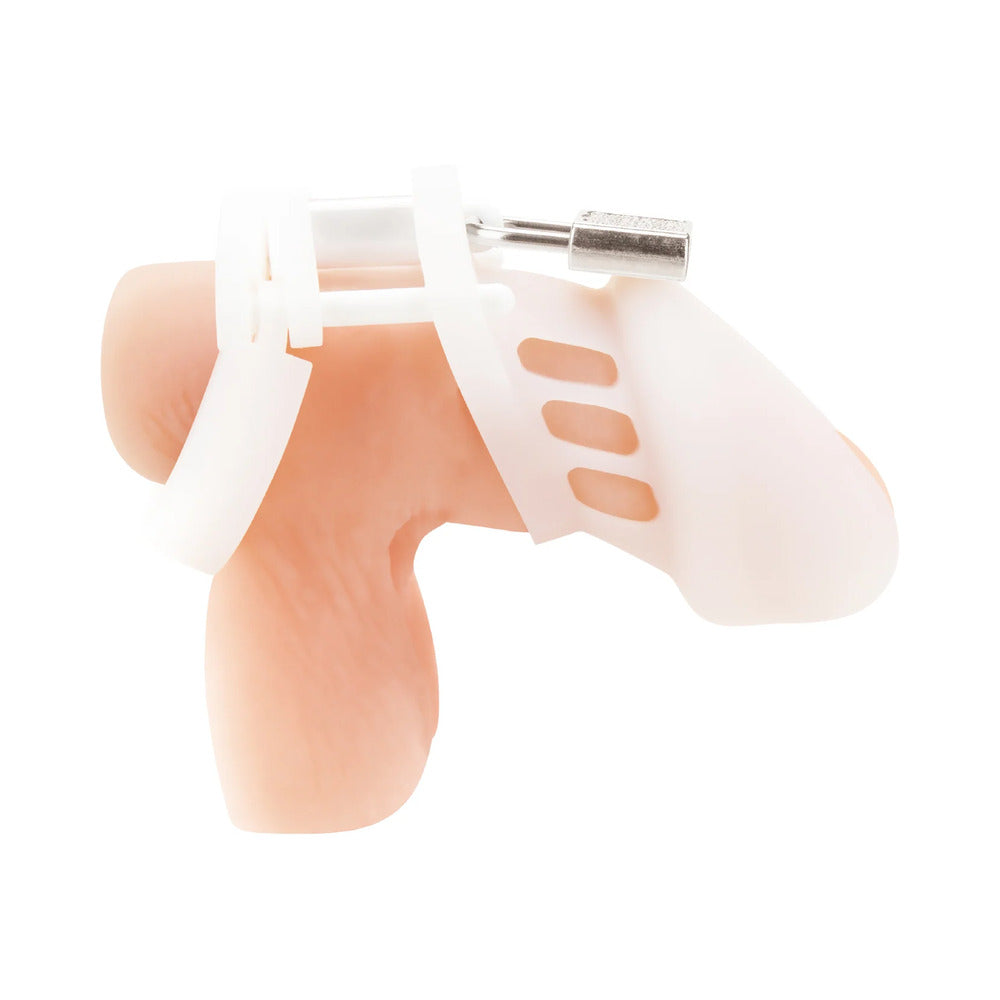 Blue Line Silicone Chastity Cock Cage White - Fantasies Boutique