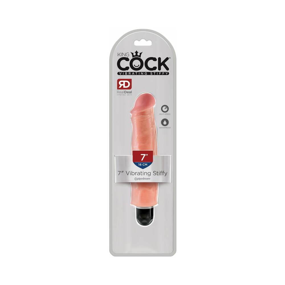 King Cock 7 in. Vibrating Stiffy Realistic Dildo Beige - Fantasies Boutique