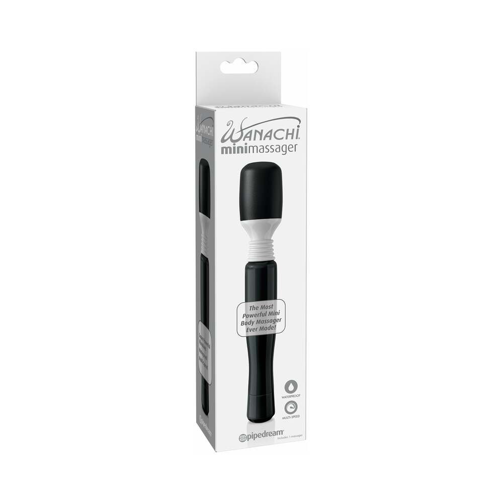 Mini Wanachi Waterproof Massager Flexible Silicone Wand Vibrator Black - Fantasies Boutique