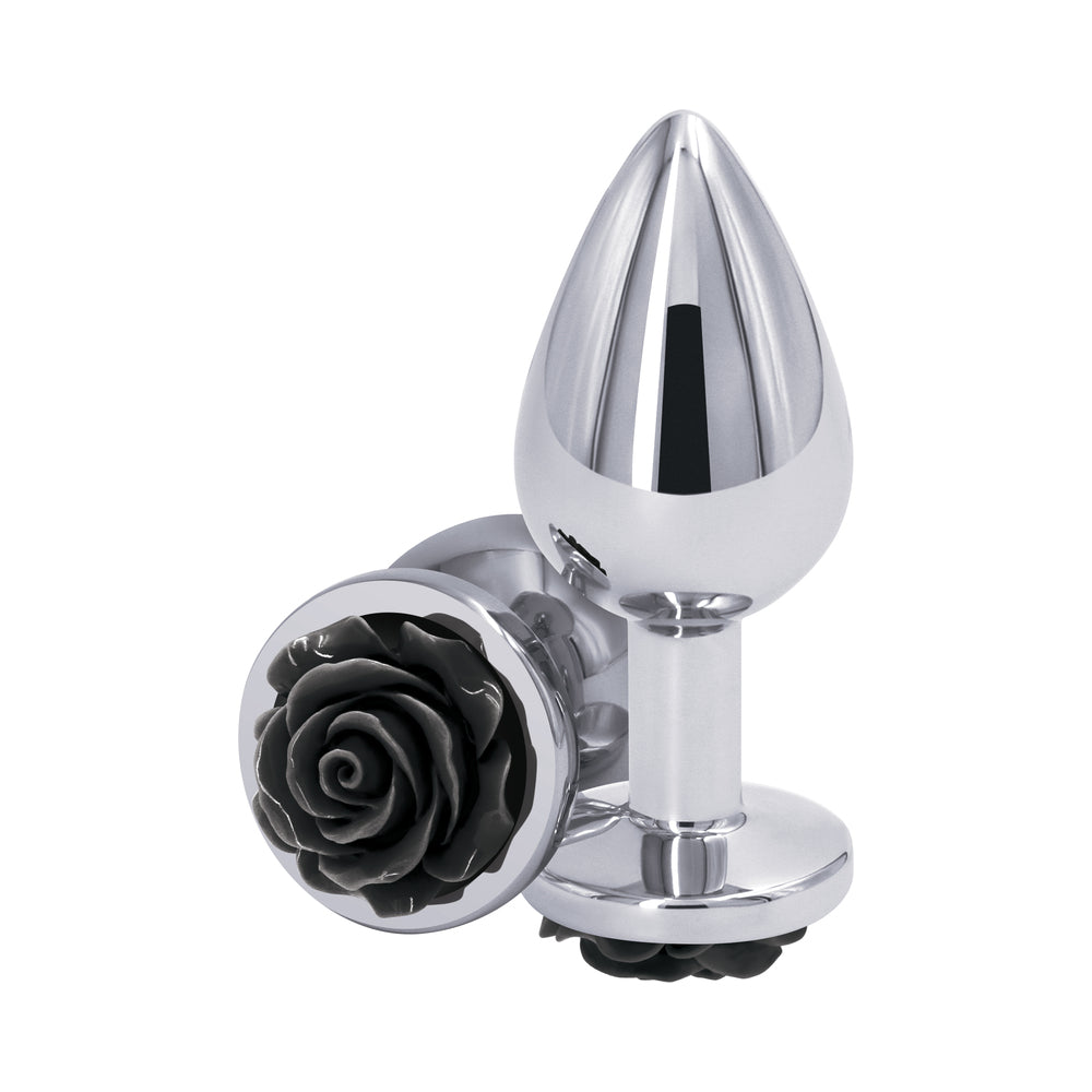 Rear Assets Rose Anal Plug Medium Black - Fantasies Boutique