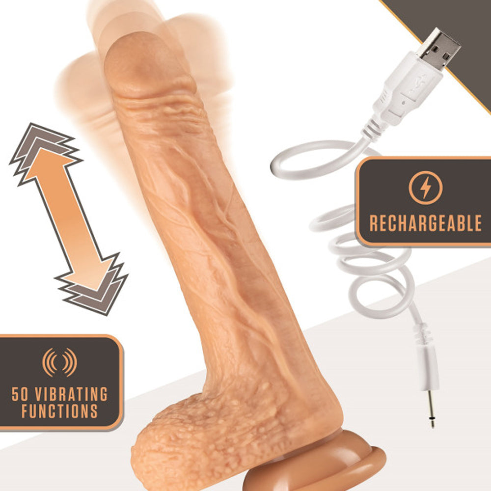 Dr. Skin Dr. Grey Remote-Controlled 7 in. Thumping Dildo with Balls Beige - Fantasies Boutique
