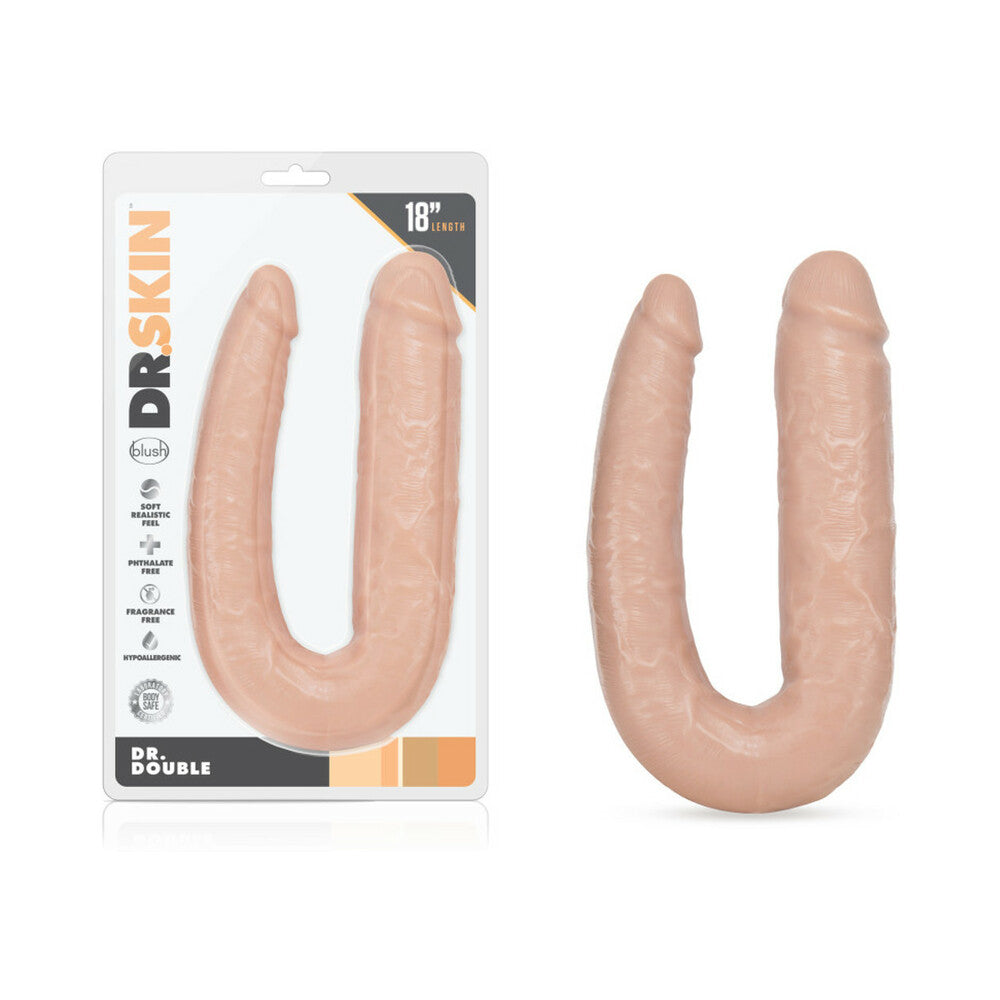 Dr. Skin Dr. Double Realistic 18 in. Dual-Ended Dildo Beige - Fantasies Boutique