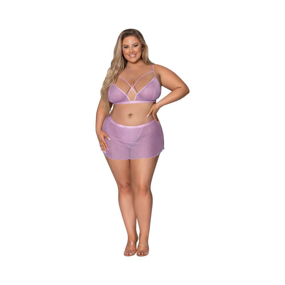 Magic Silk Girl Next Door Bralette With Skirt Lilac Queen Size
