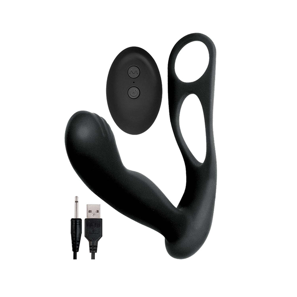 Butts Up Prostate Massager With Scrotum & Cock Ring Black - Fantasies Boutique