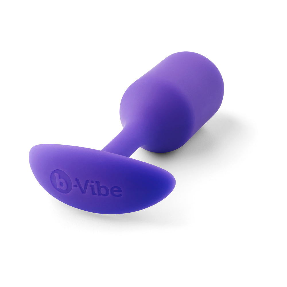 b-Vibe Snug Plug 2 Weighted Silicone Anal Plug Purple - Fantasies Boutique