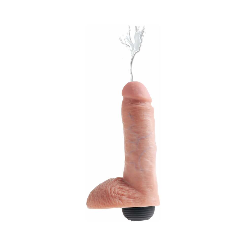 King Cock 8 in. Squirting Cock With Balls Realistic Dildo Beige - Fantasies Boutique