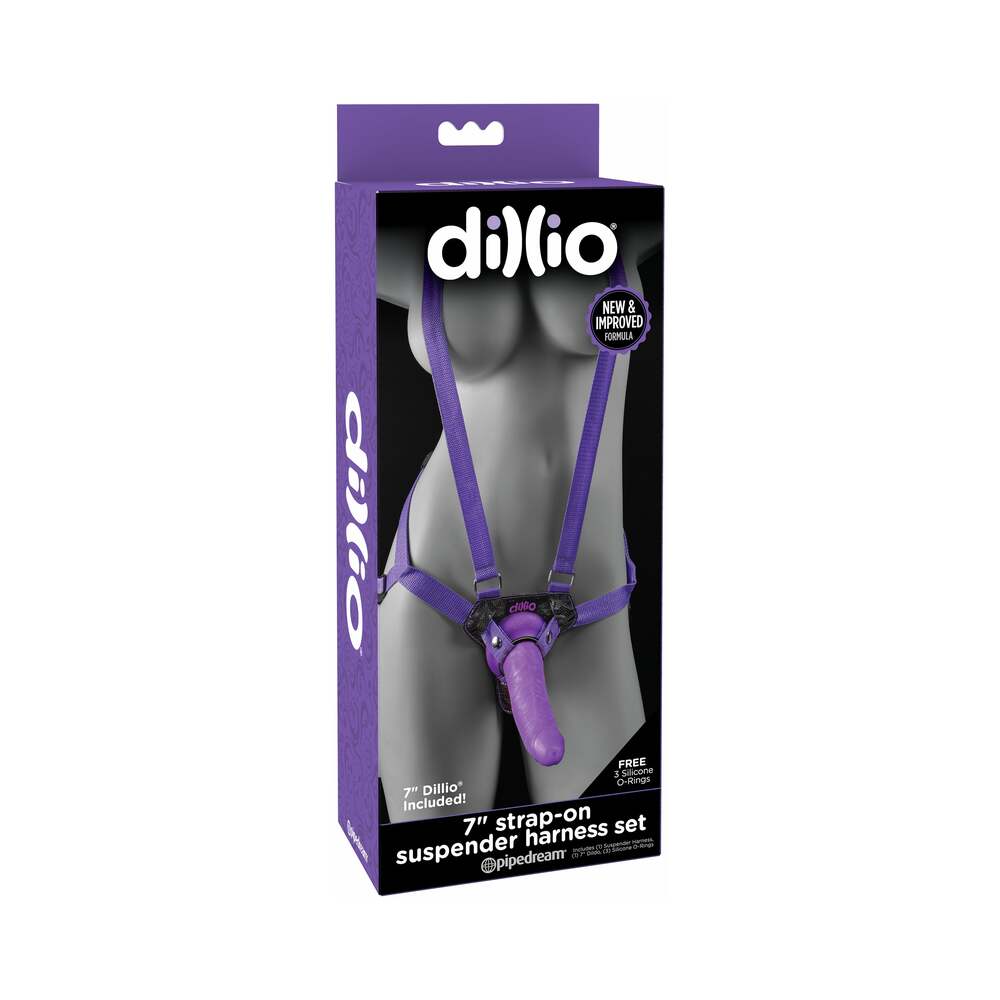 Dillio Adjustable 7 in. Strap-On Suspender Harness Set Purple - Fantasies Boutique