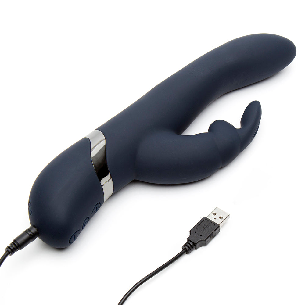 Fifty Shades Darker Oh My Rechargeable Silicone Rabbit Vibrator Slate Blue - Fantasies Boutique
