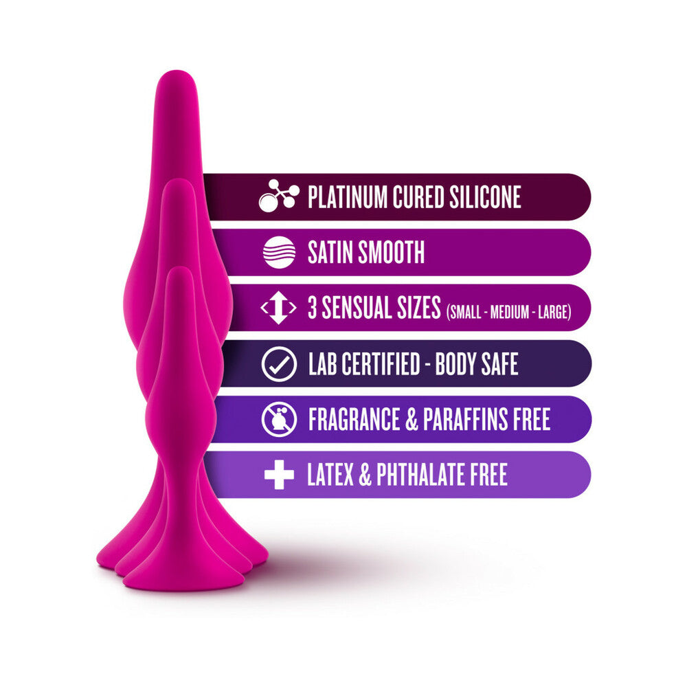 Blush Luxe 3-Piece Silicone Beginner Plug Kit Pink - Fantasies Boutique