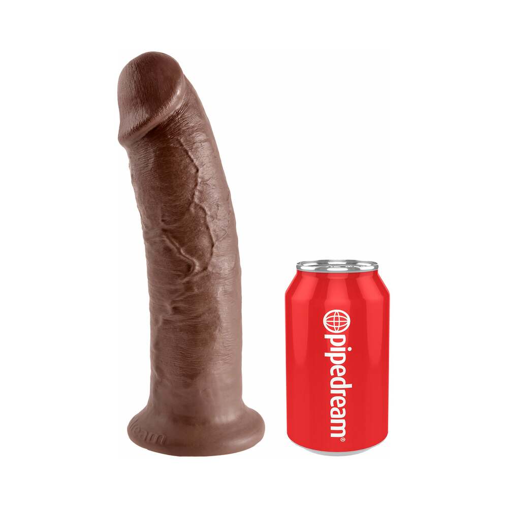 King Cock 10 in. Cock Realistic Dildo With Suction Cup Brown - Fantasies Boutique